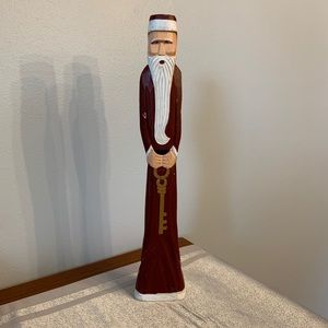 Vintage Hand Carved Wood Santa Candle Holder